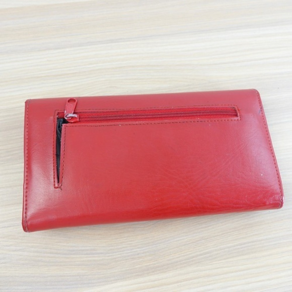 Vintage Coach Wallet Womens Red Clutch Trifold Long Purse Card Check‎ USA FLAWED - Picture 5 of 16